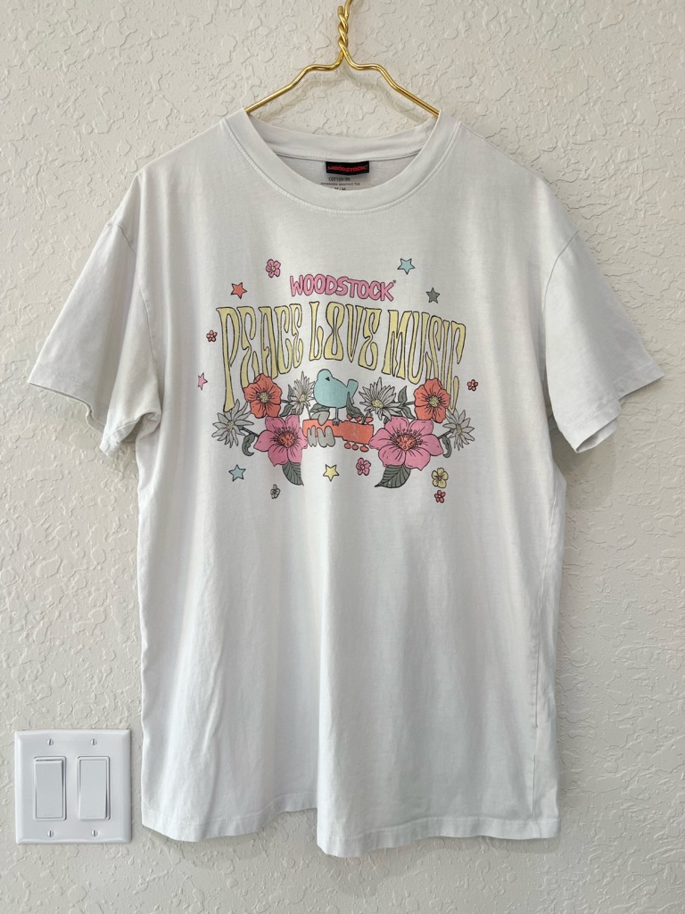Woodstock Peace Love Music Graphic Tee Cotton On Oversized Style T-Shirt Medium - Picture 3 of 8